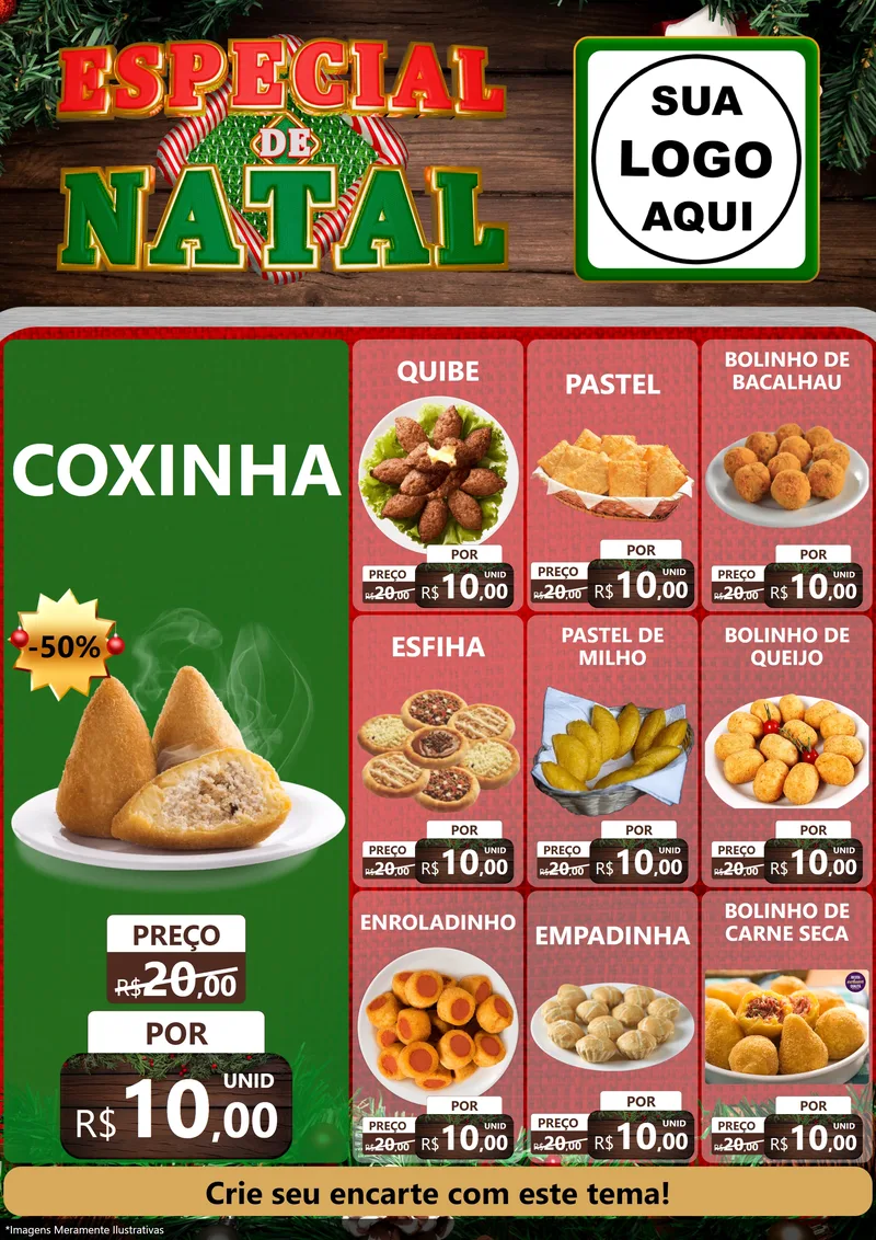 Modelo de Encarte para Encarte A4 Vertical com o tema Especial de Natal para Salgadaria