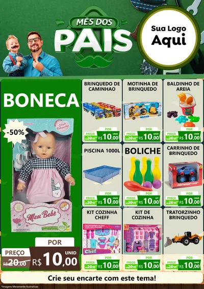 Modelo de Encarte para Encarte A4 Vertical com o tema Mês dos Pais para Brinquedos