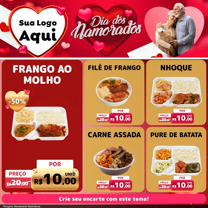 Modelo de Rede Social para Feed Facebook com o tema Dia Dos Namorados para Restaurante