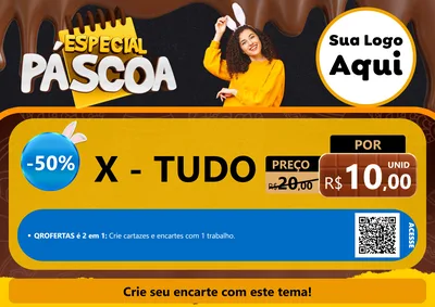 Modelo de Cartaz para Cartaz A4 Horizontal com o tema Especial Páscoa para Hamburgueria