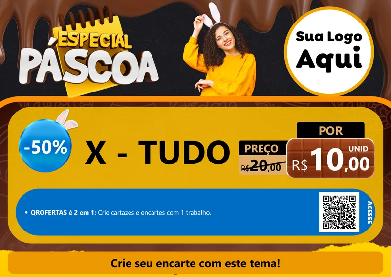 Modelo de Cartaz para Cartaz A4 Horizontal com o tema Especial Páscoa para Hamburgueria