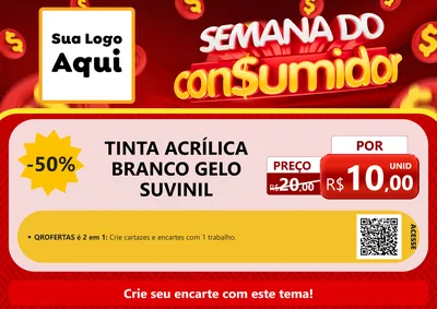 Modelo de Cartaz para Cartaz A4 Horizontal com o tema Semana do Consumidor para Tintas e Ferramentas