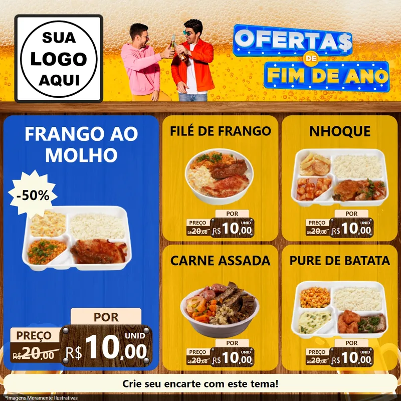 Modelo de Rede Social para Feed Facebook com o tema Ofertas de Fim de Ano para Restaurante