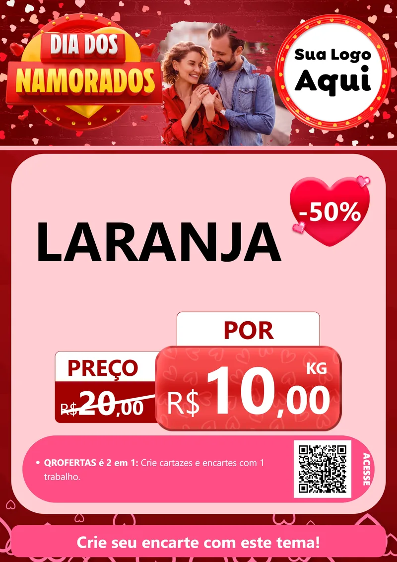 Modelo de Cartaz para Cartaz A4 Vertical com o tema Dia Dos Namorados para Hortifrúti