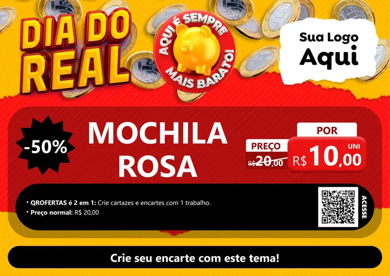 Modelo de Cartaz para Cartaz A4 Horizontal com o tema Dia Do Real para Papelaria