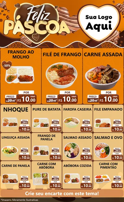 Modelo de Encarte para Encarte Grande com o tema Feliz Páscoa para Restaurante
