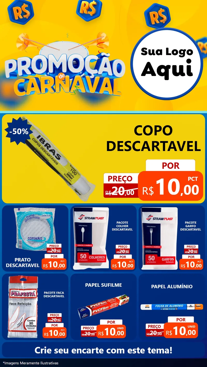 Modelo de Rede Social para Stories com o tema Promoção de Carnaval para Embalagens