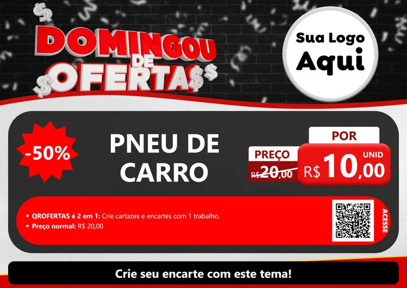 Modelo de Cartaz para Cartaz A4 Horizontal com o tema Domingou de Ofertas para Auto peças