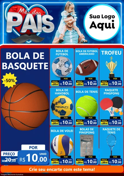 Modelo de Encarte para Encarte A4 Vertical com o tema Mês Dos Pais para Artigos Esportivos