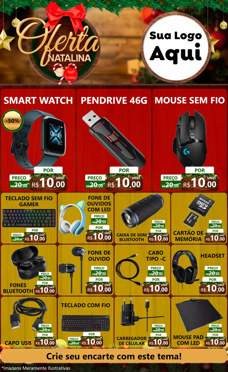 Modelo de Encarte para Encarte Grande com o tema Ofertas Natalina para Informática
