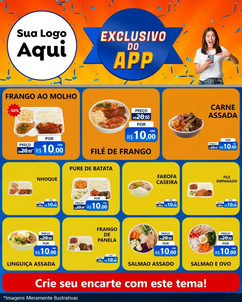 Modelo de Rede Social para Feed Instagram com o tema Exclusivo do Aplicativo para Restaurante