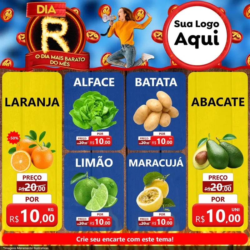 Modelo de Rede Social para Feed Facebook com o tema Dia R - O Dia Mais Barato Do Mês para Hortifrúti