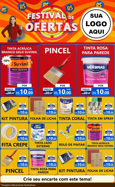 Modelo de Encarte para Encarte Grande com o tema Festival de Ofertas para Tintas e Ferramentas