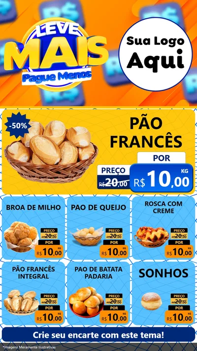 Modelo de Rede Social para Stories com o tema Leve Mais, Pague Menos para Padaria