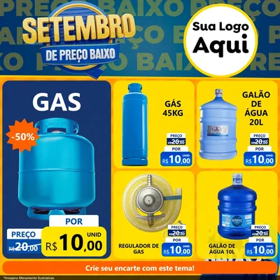 Modelo de Rede Social para Feed Facebook com o tema Setembro De Preço Baixo para Água e gás