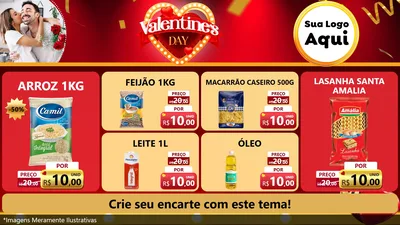 Modelo de TV para TV Horizontal com o tema Valentine's Day para Supermercado