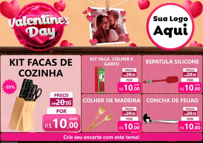 Modelo de Encarte para Encarte A4 Horizontal com o tema Valentine's Day para Utilidades Domésticas