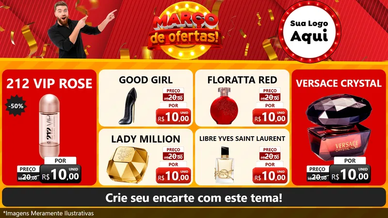 Modelo de TV para TV Horizontal com o tema Março de Ofertas! para Perfumes