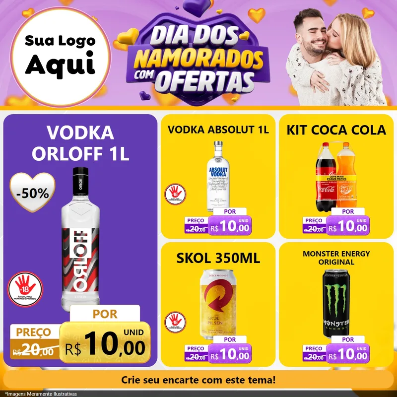 Modelo de Rede Social para Feed Facebook com o tema Dia Dos Namorados Com Ofertas para Distribuidora de bebidas