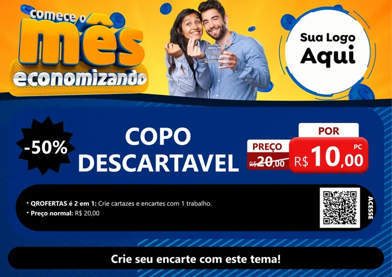 Modelo de Cartaz para Cartaz A4 Horizontal com o tema Comece O Mês Economizando para Embalagens