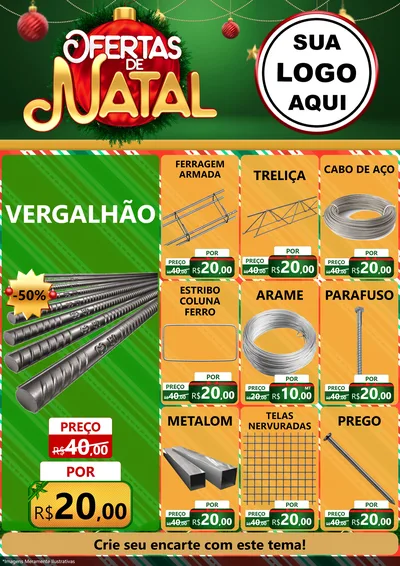 Modelo de Encarte para Encarte A4 Vertical com o tema Ofertas de Natal para Ferragens