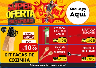 Modelo de Encarte para Encarte A4 Horizontal com o tema Super Oferta Setembro para Utilidades Domésticas