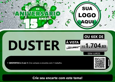 Modelo de Cartaz para Cartaz A4 Horizontal com o tema Promoção de Aniversário - 15 Anos para Concessionaria de Carros