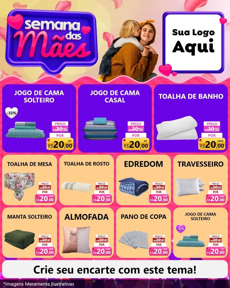 Modelo de Rede Social para Feed Instagram com o tema Semana das Mães para Cama, Mesa e Banho