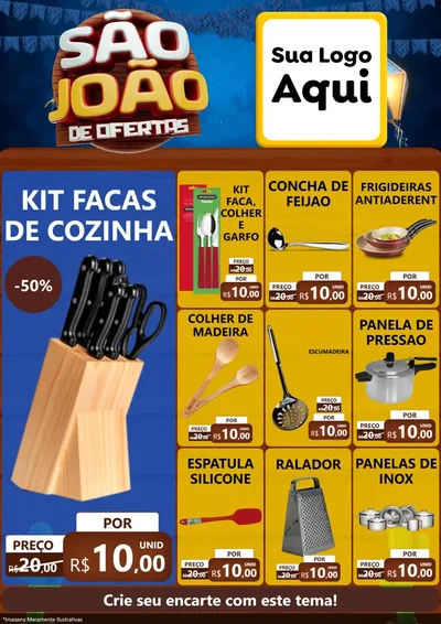 Modelo de Encarte para Encarte A4 Vertical com o tema São João Ofertas Imbatíveis! - Junina para Utilidades Domésticas