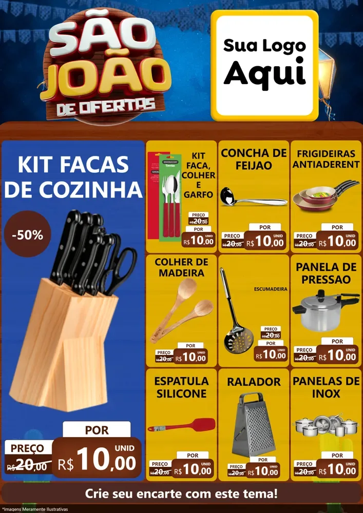 Modelo de Encarte para Encarte A4 Vertical com o tema São João Ofertas Imbatíveis! - Junina para Utilidades Domésticas