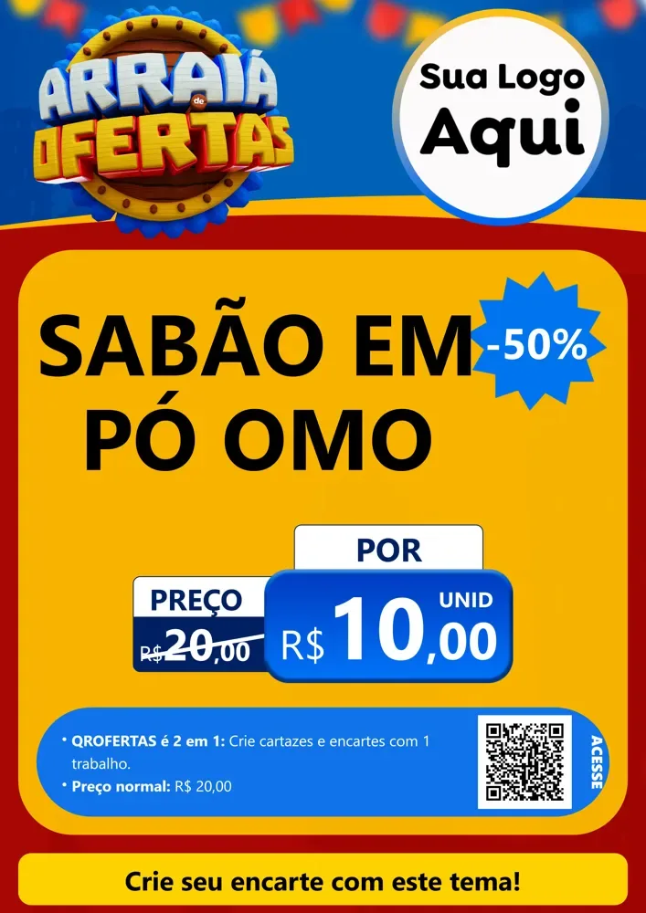 Modelo de Cartaz para Cartaz A4 Vertical com o tema Arraiá de Ofertas - Junina para Produtos de Limpeza