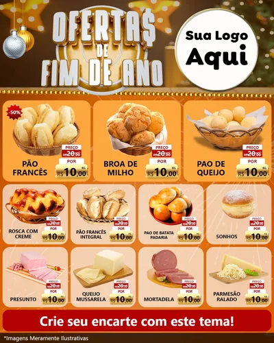 Modelo de Rede Social para Feed Instagram com o tema Ofertas de Fim de Ano para Padaria