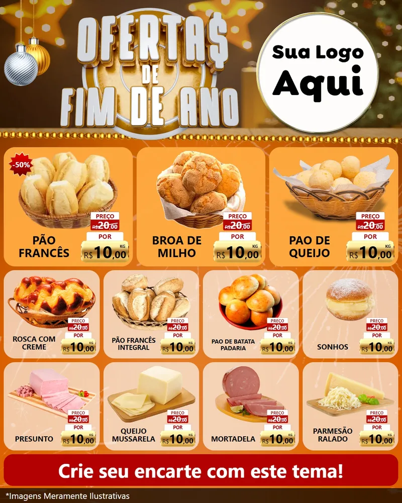 Modelo de Rede Social para Feed Instagram com o tema Ofertas de Fim de Ano para Padaria