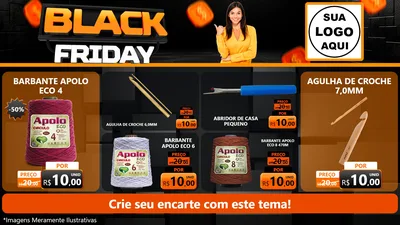 Modelo de TV para TV Horizontal com o tema Black Friday para Armarinho e Aviamentos