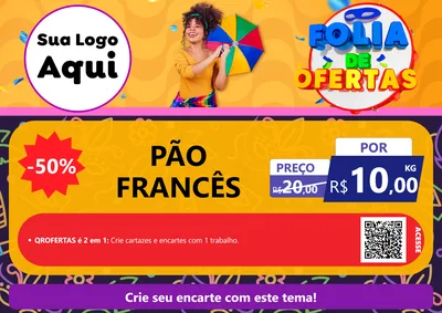 Modelo de Cartaz para Cartaz A4 Horizontal com o tema Folia de Ofertas para Padaria