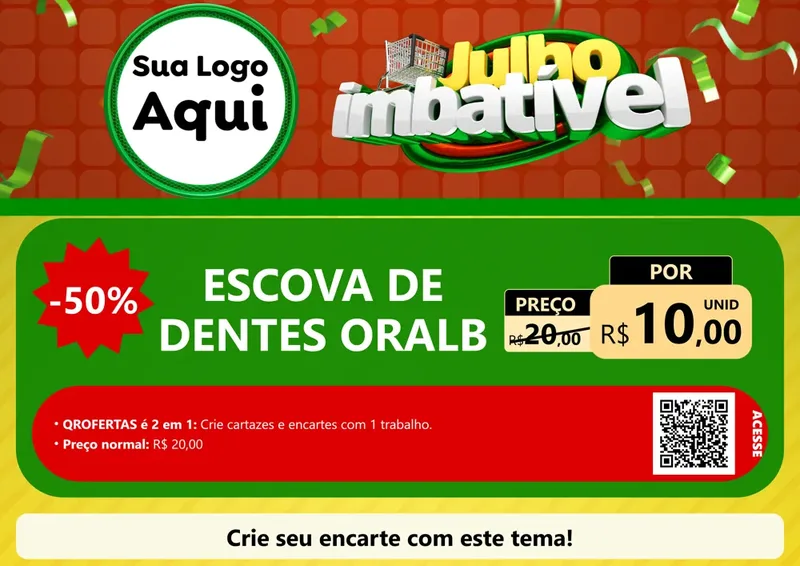 Modelo de Cartaz para Cartaz A4 Horizontal com o tema Julho Imbatível para Higiene Pessoal