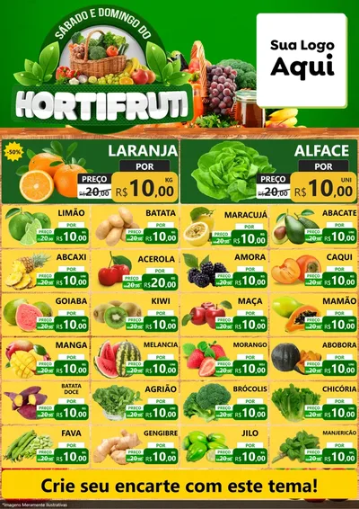 Modelo de Encarte para Encarte A4 Vertical com o tema Sábado e Domingo do Hortifruti para Hortifrúti