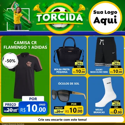 Modelo de Rede Social para Feed Facebook com o tema Torcida para Roupas e acessórios
