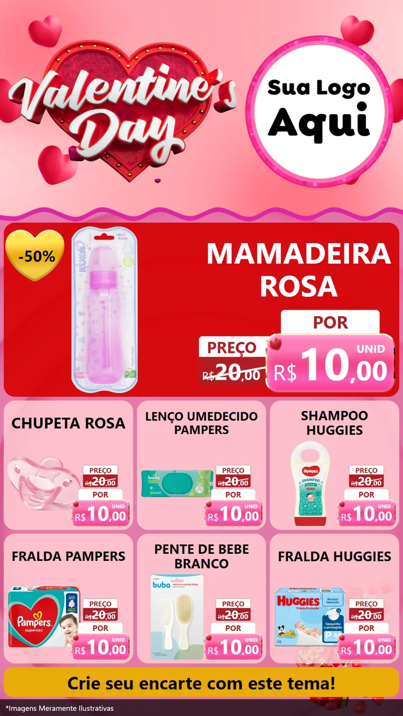 Modelo de Rede Social para Stories com o tema Valentine's Day para Bebês