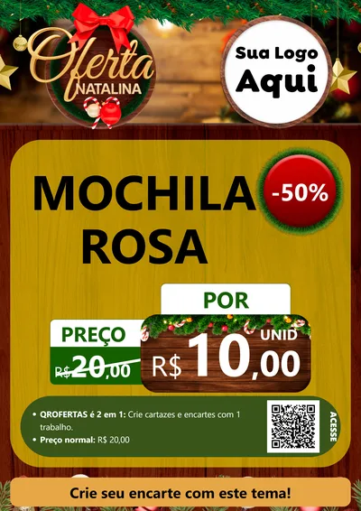 Modelo de Cartaz para Cartaz A4 Vertical com o tema Ofertas Natalina para Papelaria