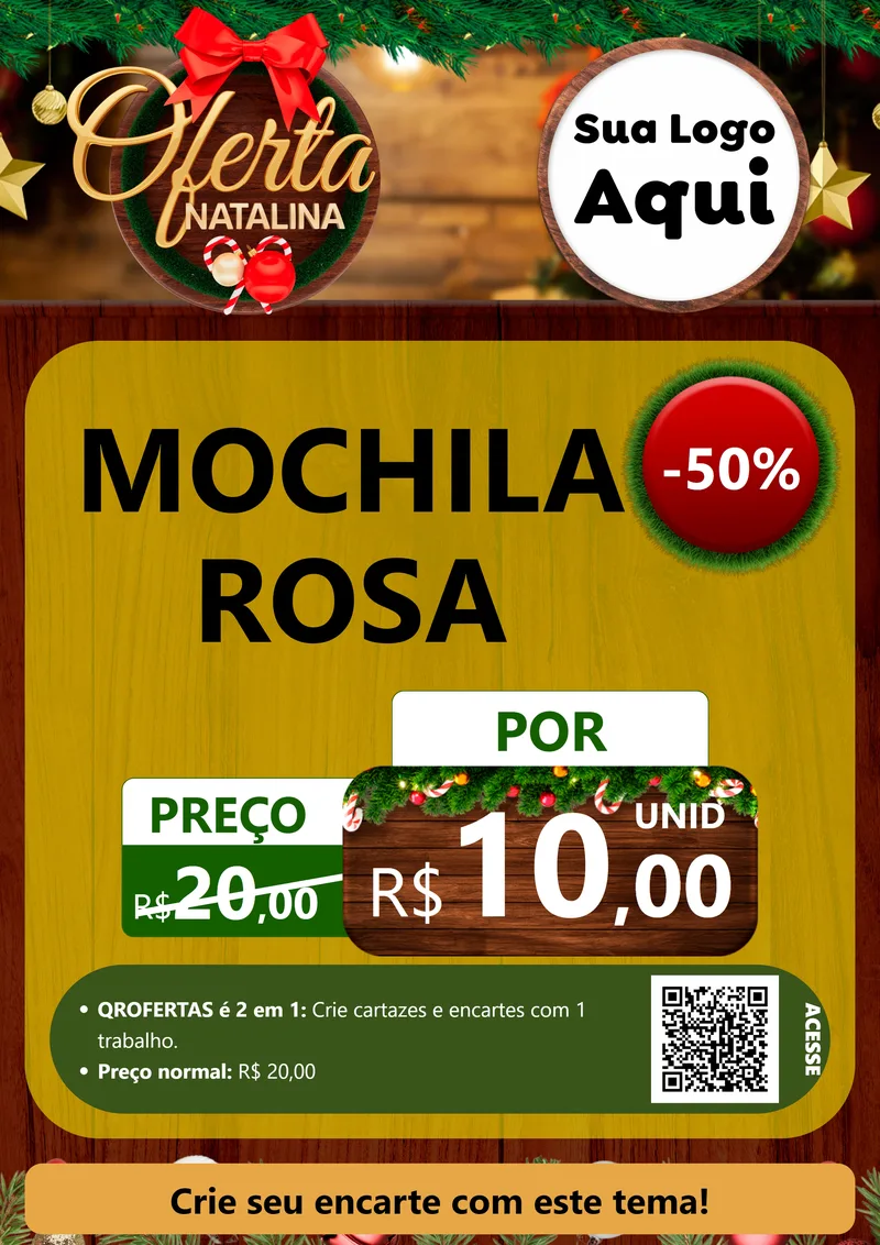 Modelo de Cartaz para Cartaz A4 Vertical com o tema Ofertas Natalina para Papelaria
