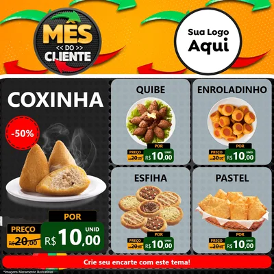 Modelo de Rede Social para Feed Facebook com o tema Mês do Cliente para Salgadaria