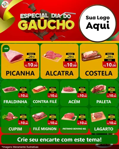 Modelo de Rede Social para Feed Instagram com o tema Especial Dia do Gaúcho para Açougue