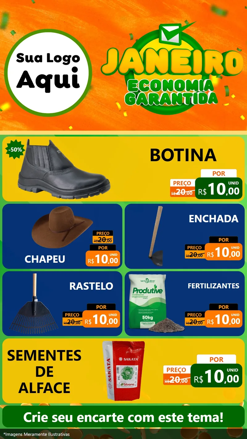Modelo de TV para TV Vertical com o tema Janeiro - Economia Garantida para Agropecuária