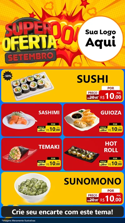 Modelo de TV para TV Vertical com o tema Super Oferta Setembro para Comida japonesa