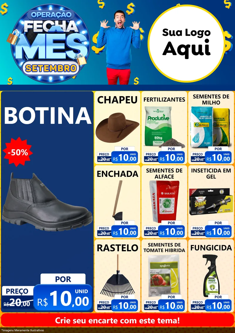Modelo de Encarte para Encarte A4 Vertical com o tema Operação Fecha Mês Setembro para Agropecuária