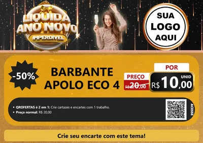 Modelo de Cartaz para Cartaz A4 Horizontal com o tema Liquida Ano Novo Imperdível para Armarinho e Aviamentos