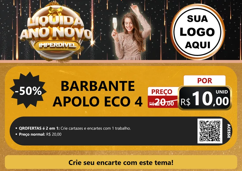 Modelo de Cartaz para Cartaz A4 Horizontal com o tema Liquida Ano Novo Imperdível para Armarinho e Aviamentos