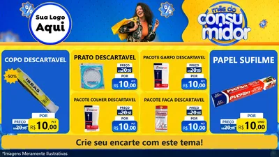 Modelo de TV para TV Horizontal com o tema Mês do Consumidor para Embalagens