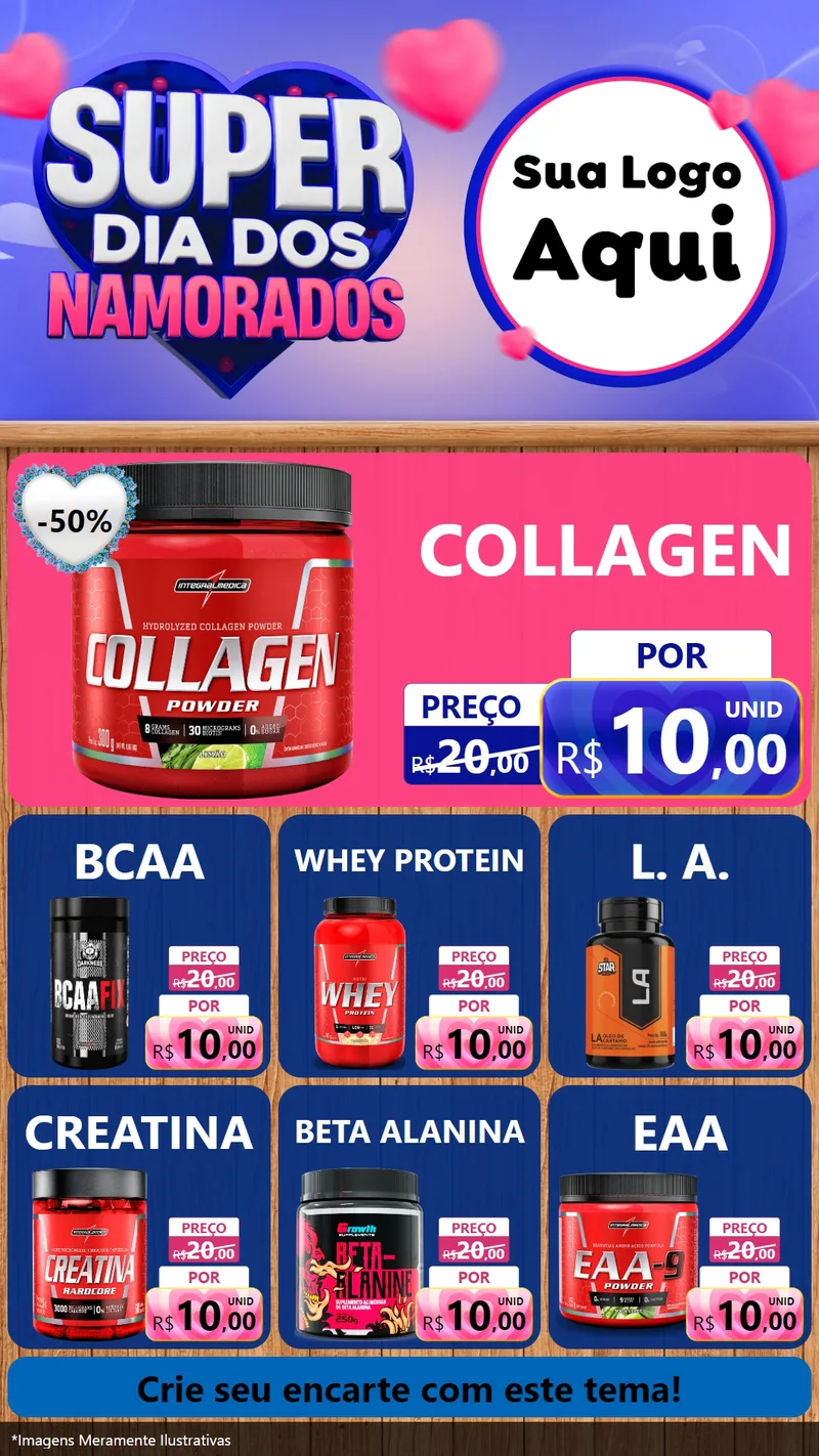 Modelo de Rede Social para Stories com o tema Super Dia dos Namorados para Suplementos alimentares